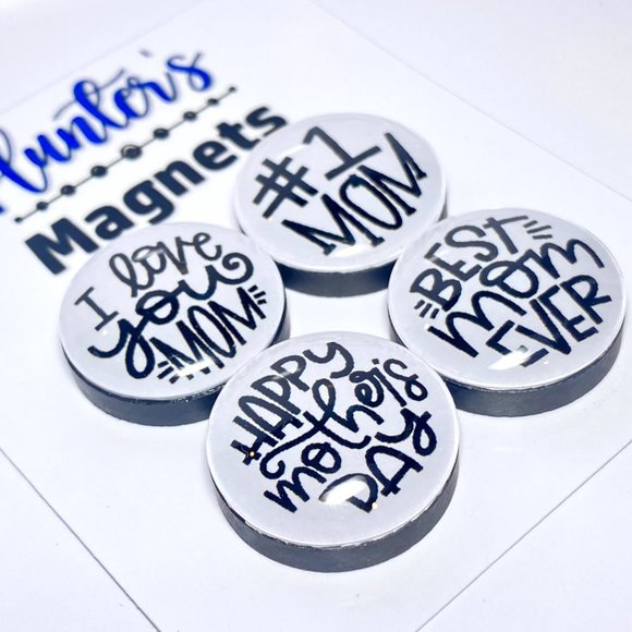 Set of 4 Magnets - Best #1 Mom Glass Refrigerator Kitchen Whiteboard - Picture 2 of 3